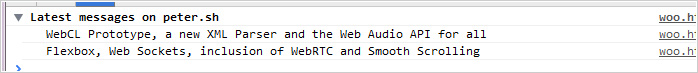 The console.group() and console.groupEnd() allow you to create groups of messages like this one!